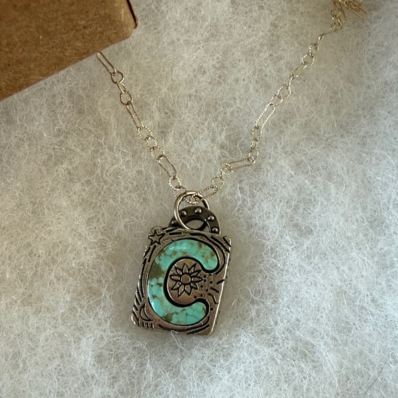 Sundance Silver Necklace with Turquoise "C" Pendant by Jes MaHarry (NIB) - Picture 2 of 8